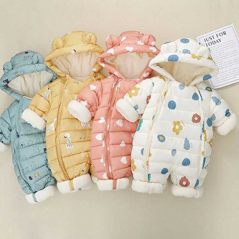 Down Coat 2024 Winter Overall For Children Infant Down Cotton Thicken Clothes Hooded snowsuit Baby boy costume Girls Jumpsuit Baby Romper H241010