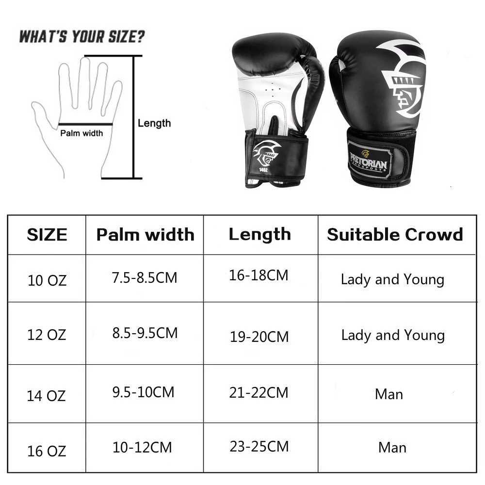 PU LEATHER BOXING GLOVES FOR MEN AND MEN PRETORIAN TIWNS MUAY THAI Training box 5 colors 10-16 ounces W241010