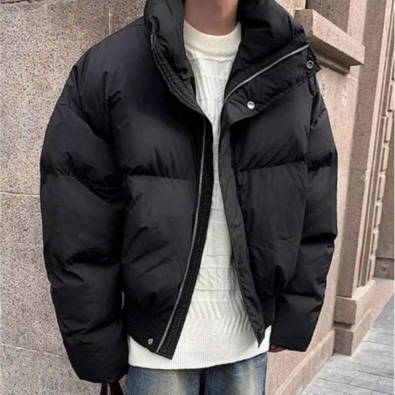 Short Stand-Collar Padded Autumn Winter Loose Versatile Trendy Men's Jacket Korean Style High-End Personalized Parkas