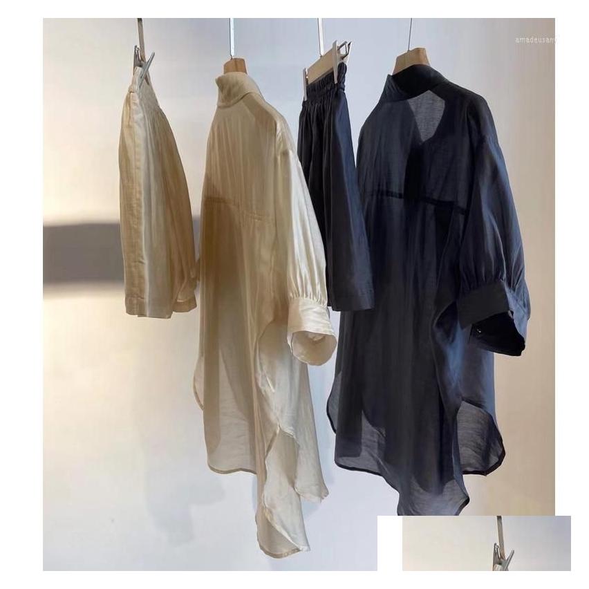Womens Tracksuits 2023 Fashion Women Summer Thin Shirts And Shorts Sets Solid Loose Casual Button Blouse Suit Two Piece Set For Outfit Otzri
