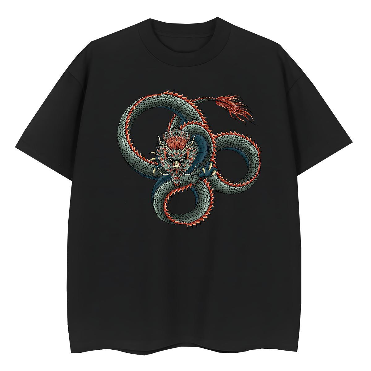 Classic T Shirts Women 230g 100% Cotton O Neck Short Sleeves Casual dragon Lady T shirt Female Cartoon Anime Tshirts