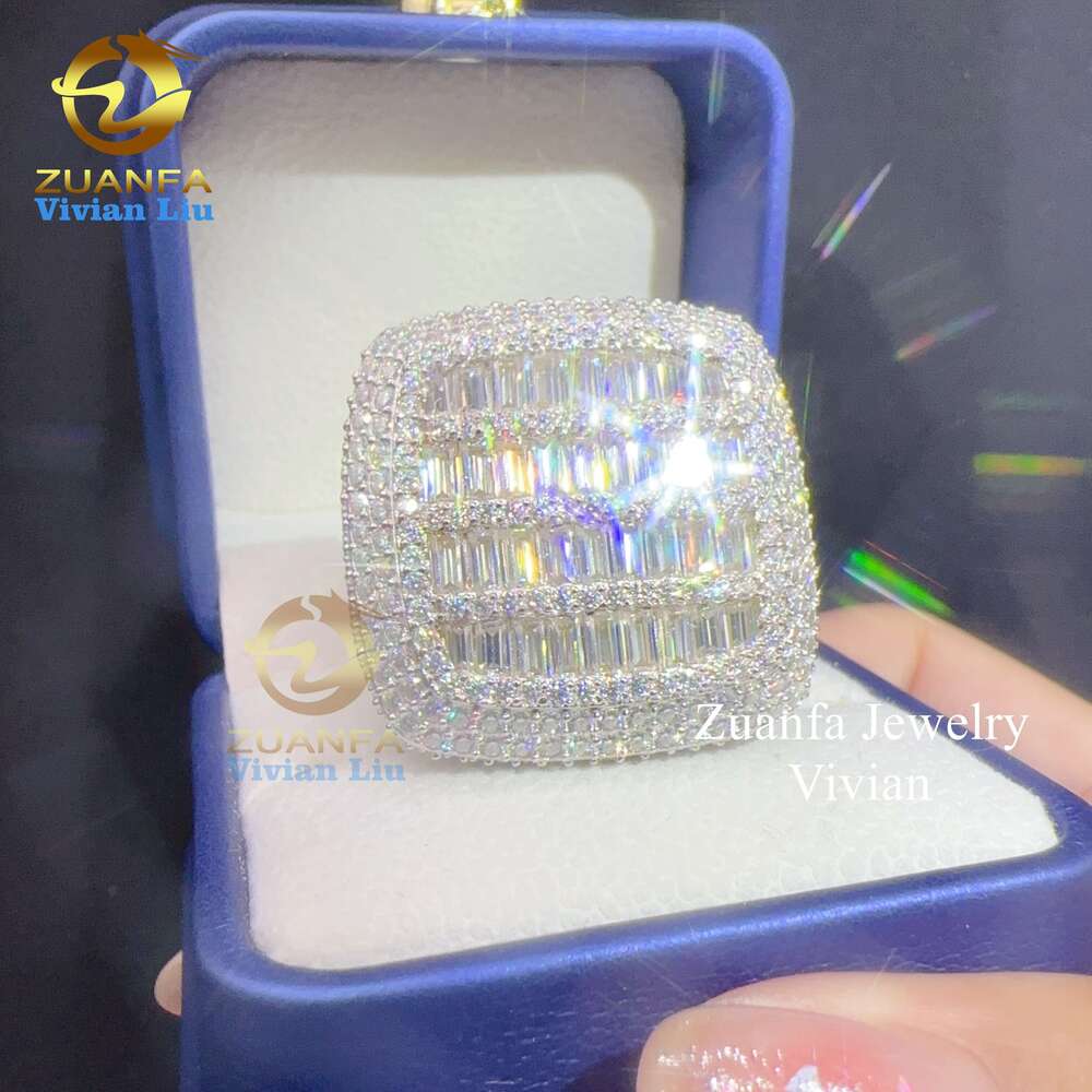 Hip Hop Sterg Sier Vvs Moissanite For Men Dia Gold Plated Custom Iced Out Jewelry Ring