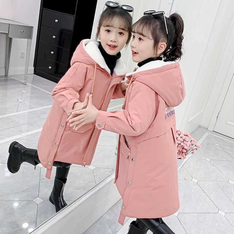 Down Coat 2024 New Girl clothes Winter Long coat Warm Plus Velvet Cotton jacket Outdoor Thick Parka Clothing Hooded Outerwear snowsuit H241010