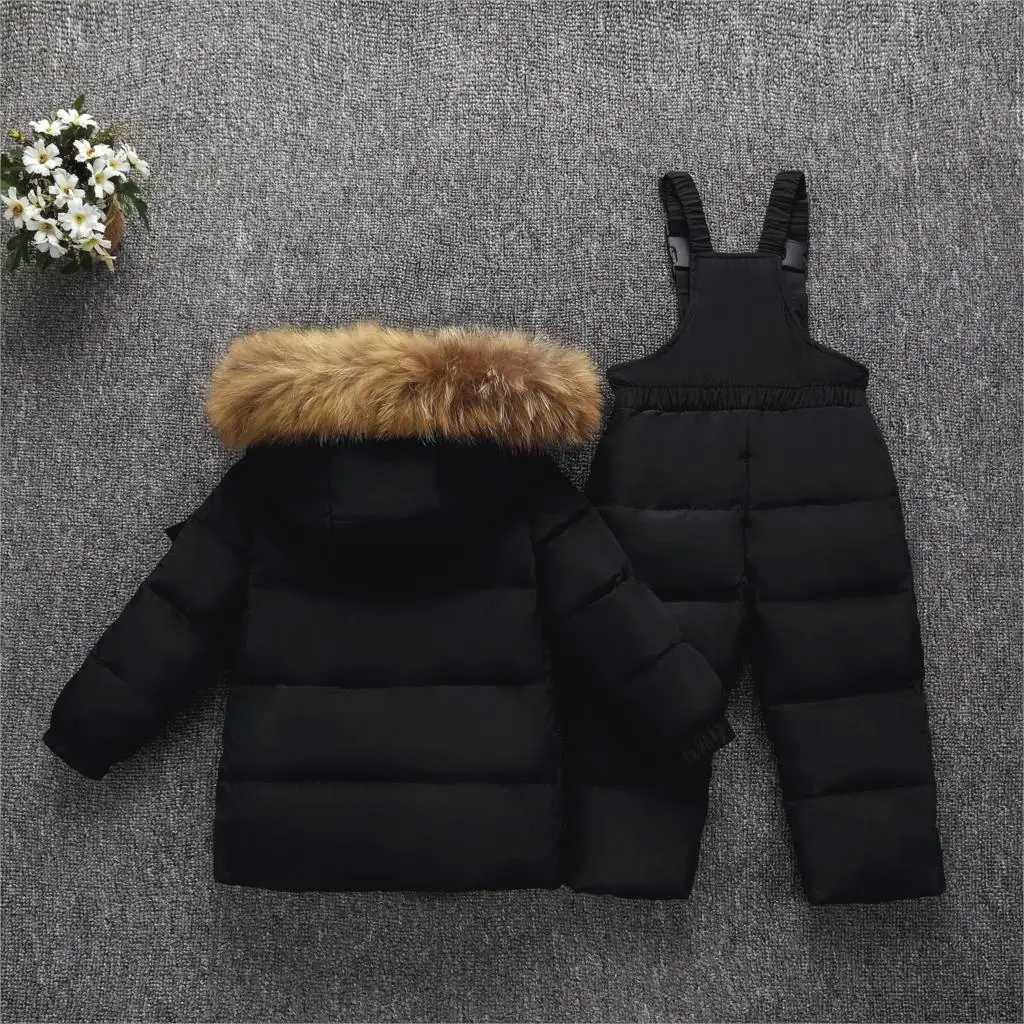 Down Coat OLE-30 degree Russian winter boys clothing set jacket+girls jacket 1-5 years old baby girls snow jacket H241010
