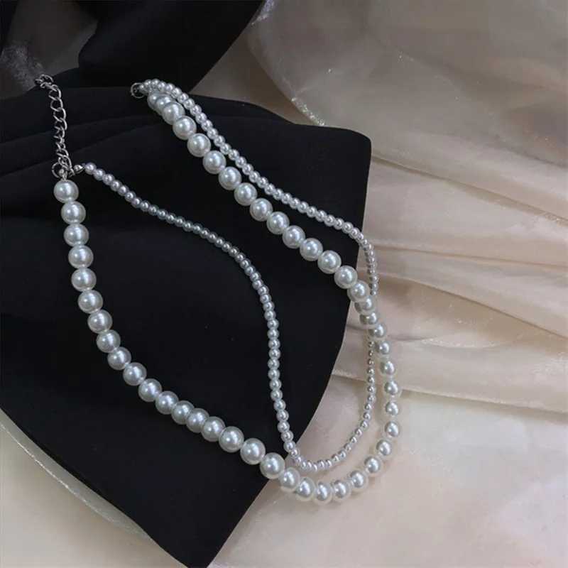 Korean Fashion Double Layer Pearl Necklace Women Personality Necklace Wedding Jewelry Birthday Anniversary Gift Collares MujerX241009