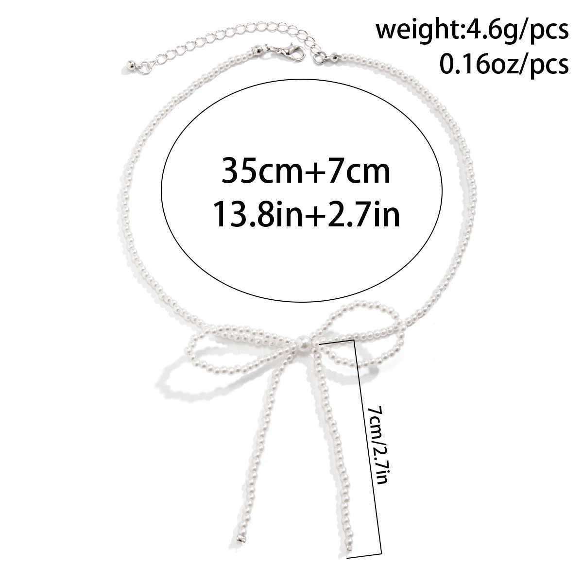 Lacteo Chic Handmade Weave Bowknot Imitation Pearl Necklace for Women Acrylic Seed Beads Choker Neck Chain Jewelry Girls PartyX241009