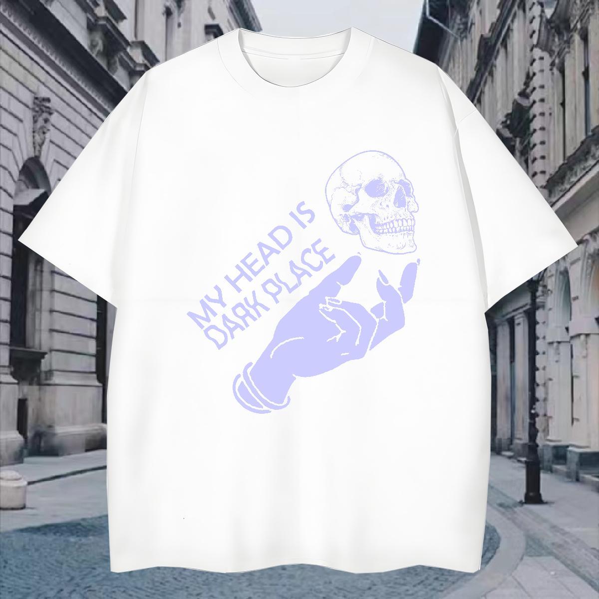 Designer T-Shirts 100% Cotton 230g skull Sport White Plus Size Round Neck Short Sleeve Men Tees Fashion Polos