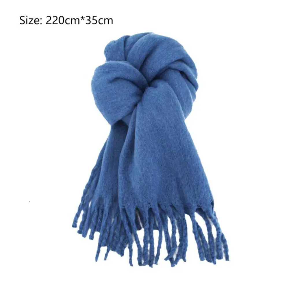 1PC Soft Winter Cashmere Scarf Solid Color Warm Long Tassel Scarves Mohair Thickened Wrap Shawls For Women Girls 241009