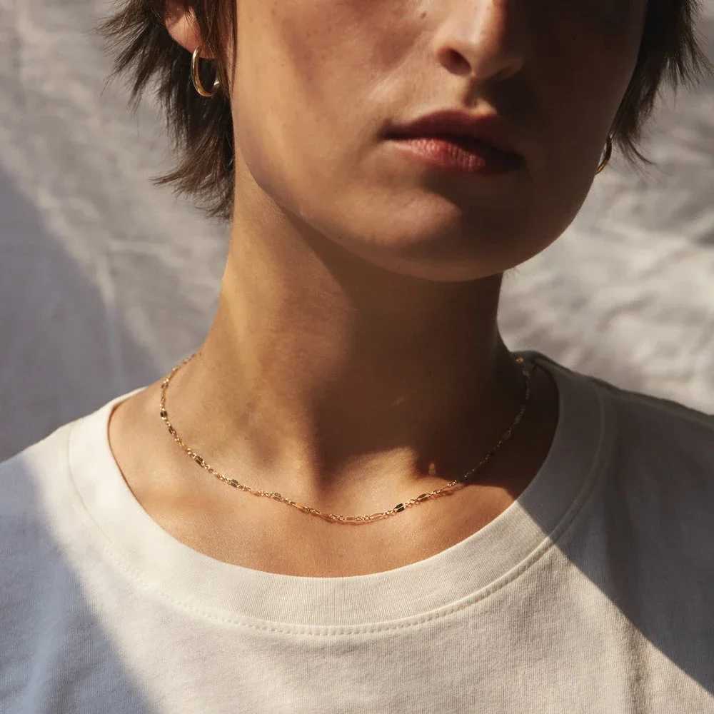 Stainless steel jewelry womens necklace golden fashionable lip chain choker collier acier inoxydables femme 99cents items giftX241009