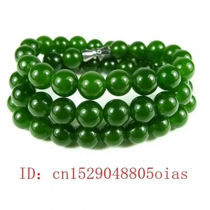 Natural Green Jade Beads Necklace Jadeite Jewelry Fashion Charm Accessories Hand-Carved Lucky Amulet Gifts for Women Her MenX241010