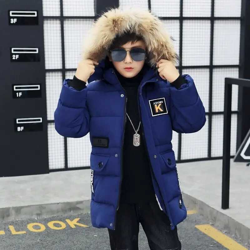 Down Coat Boys down jacket outerwear cotton 2023 blue warm thick winter plus childrens clothing H241010