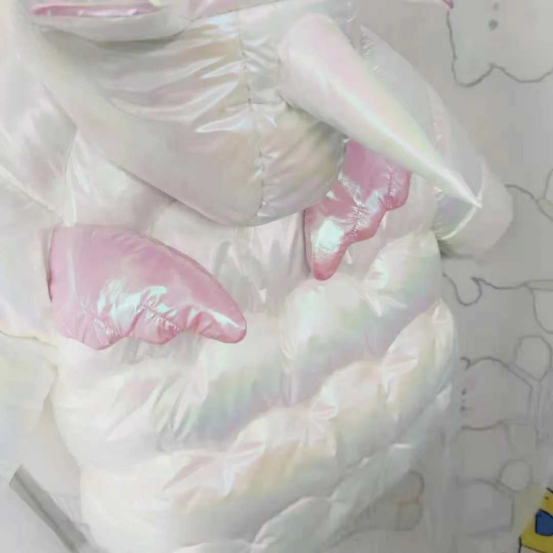 Down Coat Girls Winter Clothing Thick Cotton Jacket Childrens Fashion Rainbow Cotton Jacket Wings Childrens Coat H241010