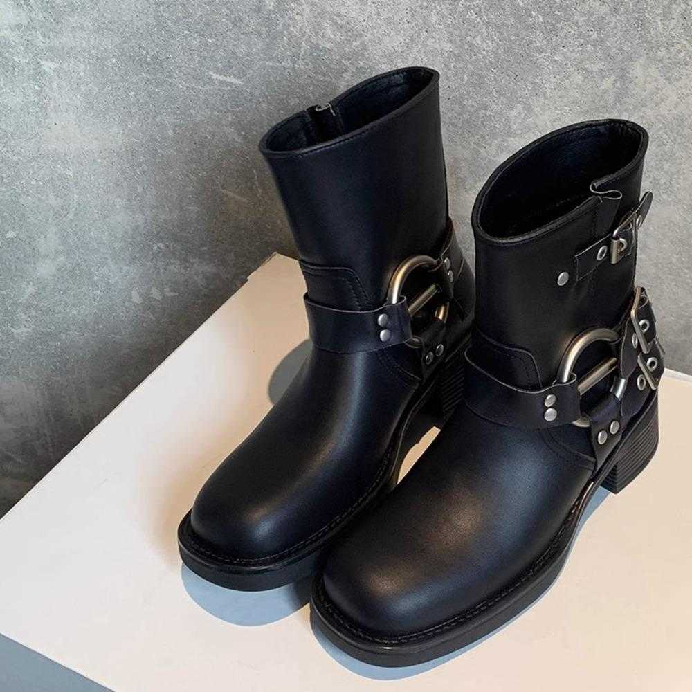 Leather Fashion Boots Mid High Western Denim Summer Ankle Boots For Women Womens Knight Boots 240826