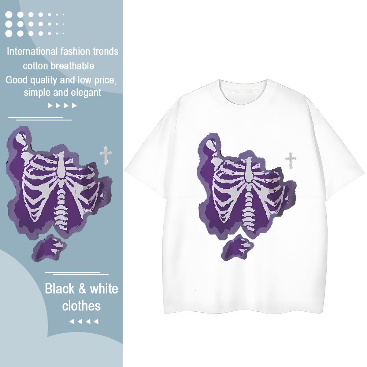 DIY T-Shirts 100% Cotton 230g Breathable Crew Neck Sports Street Wear skull Women Tees Soft Custom Printing Clothes Shirt