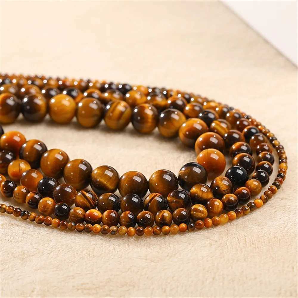 Natural Yellow Tigers Eye Stone Loose Beads Yellow Tiger Eye Beads DIY Handmade Beaded Bracelet Necklace Jewelry Material BeadsX241010