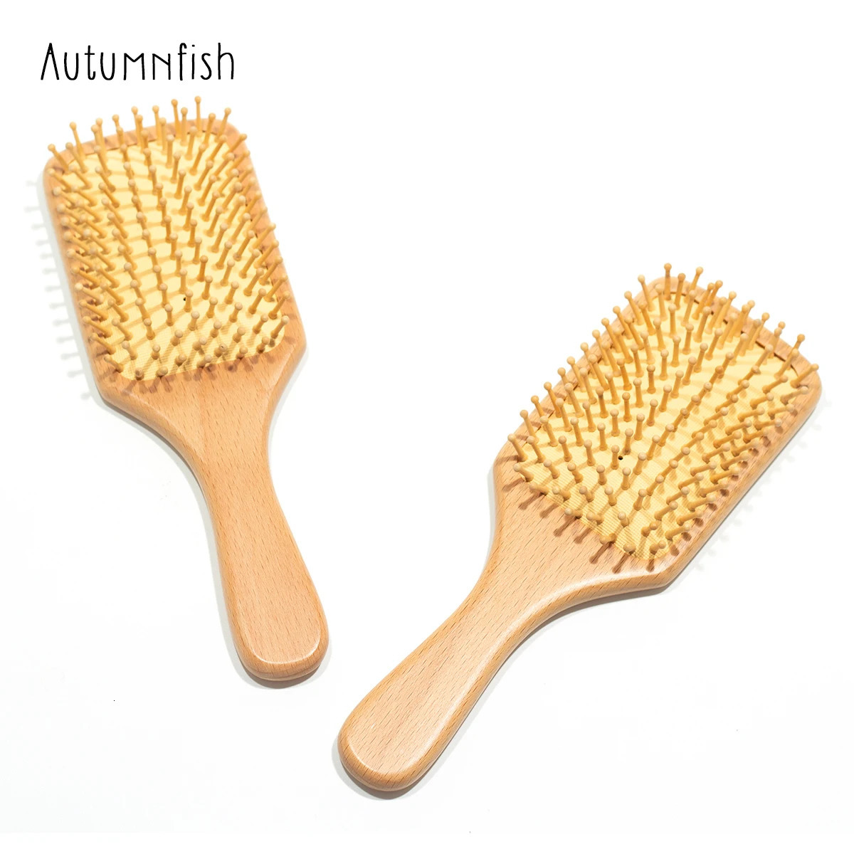 Autumn Fish Large Air Cushion Air Bag Wooden Beech Comb Scalp Massage Round Head Comb Reduce Hair Loss Styling Tool 241009