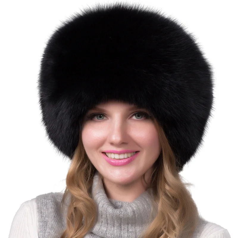 Selling 100% Natural Fox Fur Hat Womens Thick Winter Warm Fashion Earcup 241009