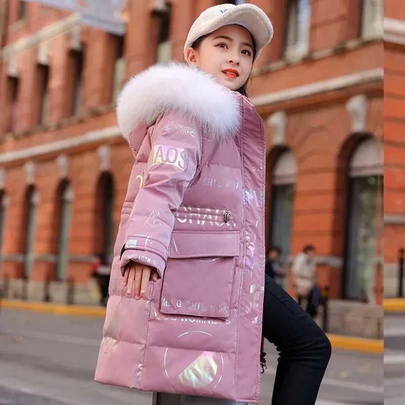 Down Coat New winter cotton jacket girls waterproof hooded jacket childrens jacket youth clothing 5-16Y clothing Parka snow jacket H241010