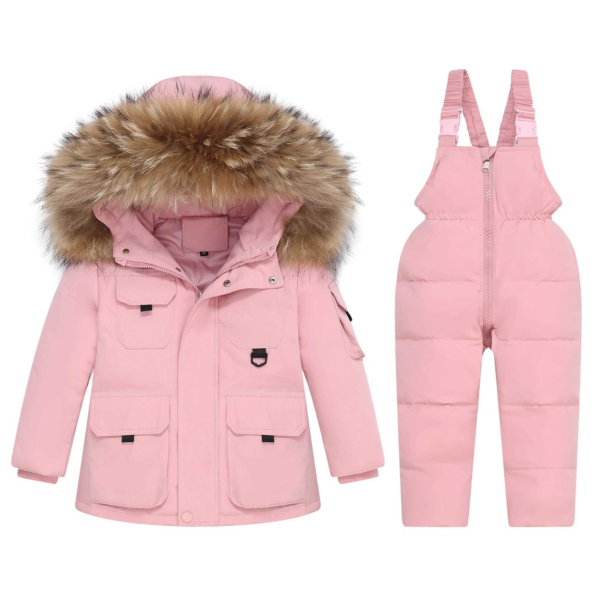 Down Coat Parka Boy Baby Overalls Winter Down Jacket jumpsuit Warm s Hooded Coat Snowsuit toddler girl Clothes children Clothing Set 2p H241010