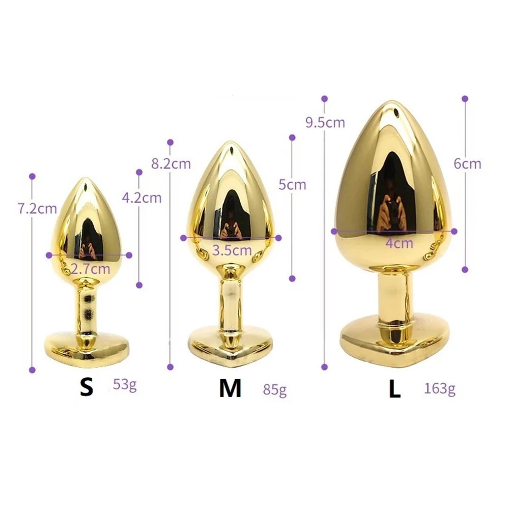 Anal Plug Female Sex toy 3 Sizes Mini Heart Hip Stimulator Smaller Gold-plated Metal Anal Plug Adult Sex Toy For Men Women Game 241010
