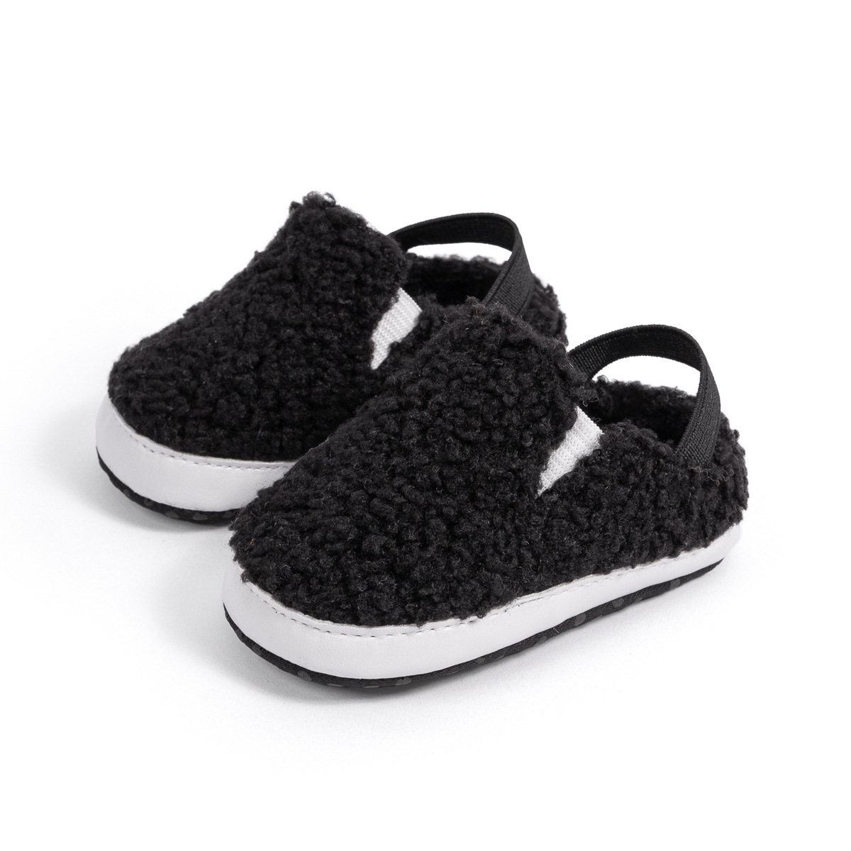 Fluffy Baby Slides Slippers Soft Plush Warm Hoop and Loop Elastic Band House Shoes for Toddlers Infant Winter House Home Indoor cutefeet Slipper Shoes