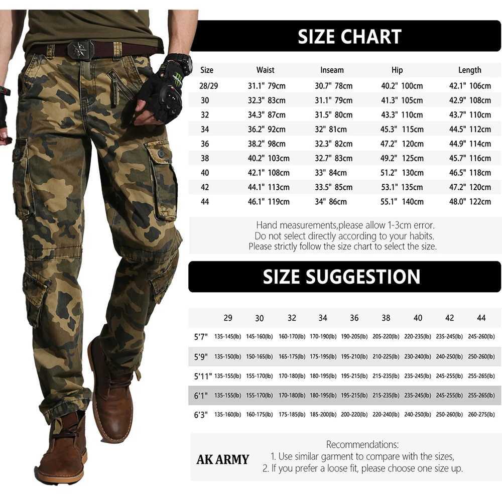 AKARMY tactical camouflage jogger outdoor tear resistant military casual loose mens sports pants made of pure cotton with multiple pockets W241009