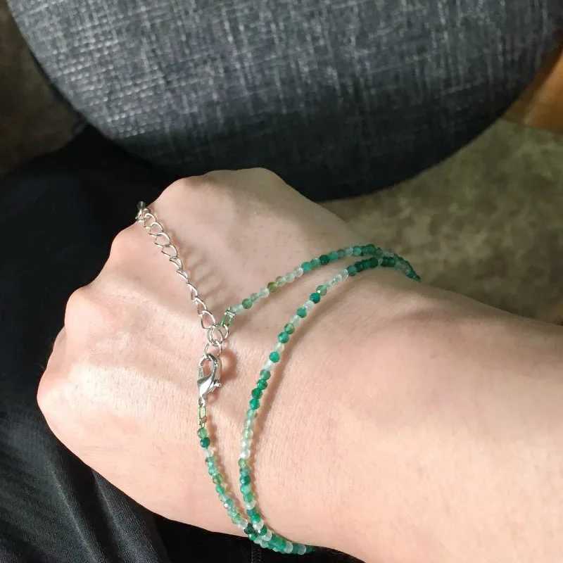 Cute and Simple lapis lazuli crystal Quartz 2mm Mini Beads Pendant Necklace Handmade Nepal Jewelry Girls Choker NecklaceX241009