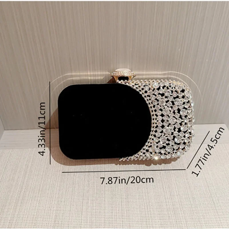 Black Red Velvet Womens Small Clutch Retro Fashion Crystal Diamond Evening Bag Chain Shuld Bag Womens Party Wallet 241008