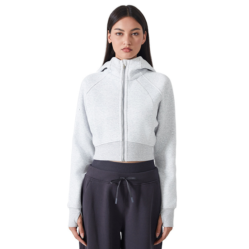 Autumn and winter velvet casual sports hoodie for women, slim fit zipper hooded cardigan, yoga top DAW137