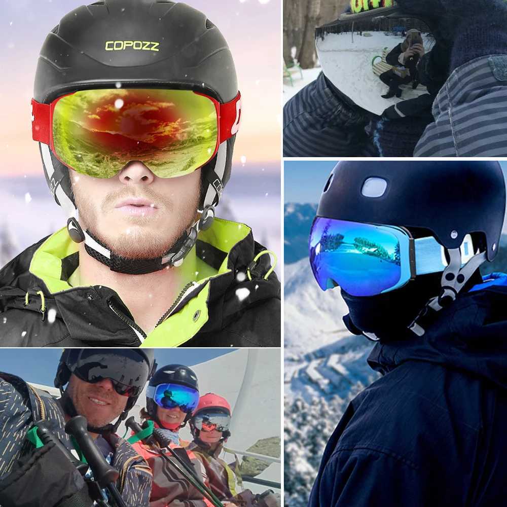 COPOZZ brand ski goggles with replaceable magnetic lens UV400 anti fog ski mask mens ski board goggles GOG-2181 CL241010