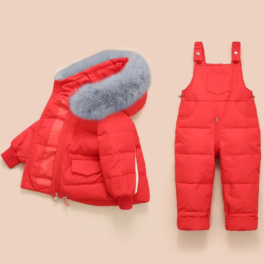Down Coat Children Winter Down Jacket + jumpsuit 2pcs s Toddler Girl Boy Clothes coat pants Suit Warm parka Baby Overalls Clothing Sets H241010