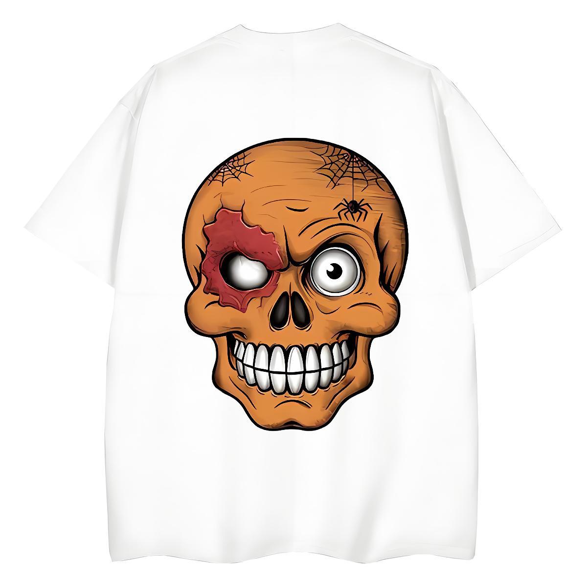 Custom T shirt 100% Cotton 230g Breathable Short Sleeve Street skull Unisex Tshirts Loose fit Custom Printing Top Tees