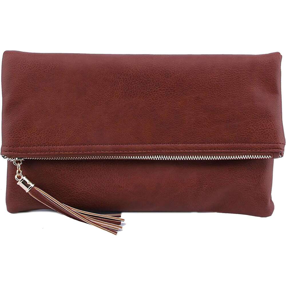 Envelope Clutch Bags for Women Foldover Crossbody Tassel Wallet with Chain Strap, Elegant Evening Purse