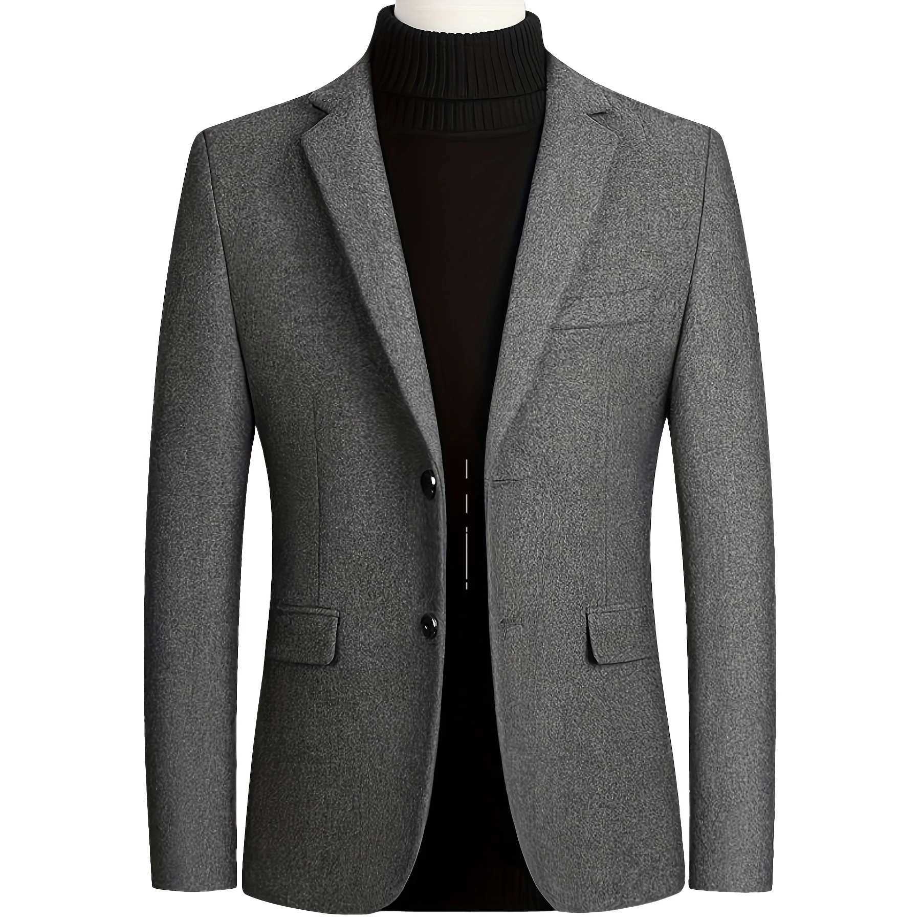 Autumn and winter mens slim woolen coat suit style solid color coat mens clothing LX241010