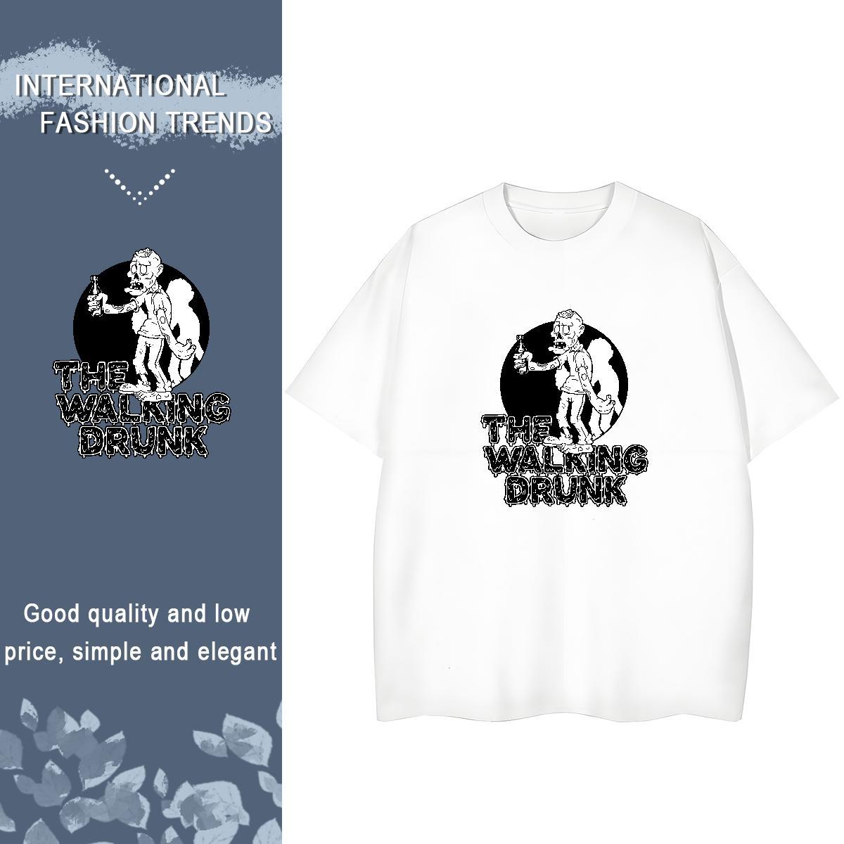 Fashion Casual T shirt 230g Pure Cotton Breathable Crew Neck Beach skull Women Tees Loose fit Anime Tops