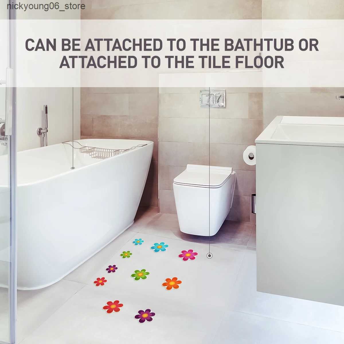 Non-Slip Bath Mats 10pcs Anti Slip Bathtub Stickers Colorful Flower Self-Adhesive Non Slip Bathtub Mat Bathtub Anti Slip Stickers Bath Tub Bathroom L2