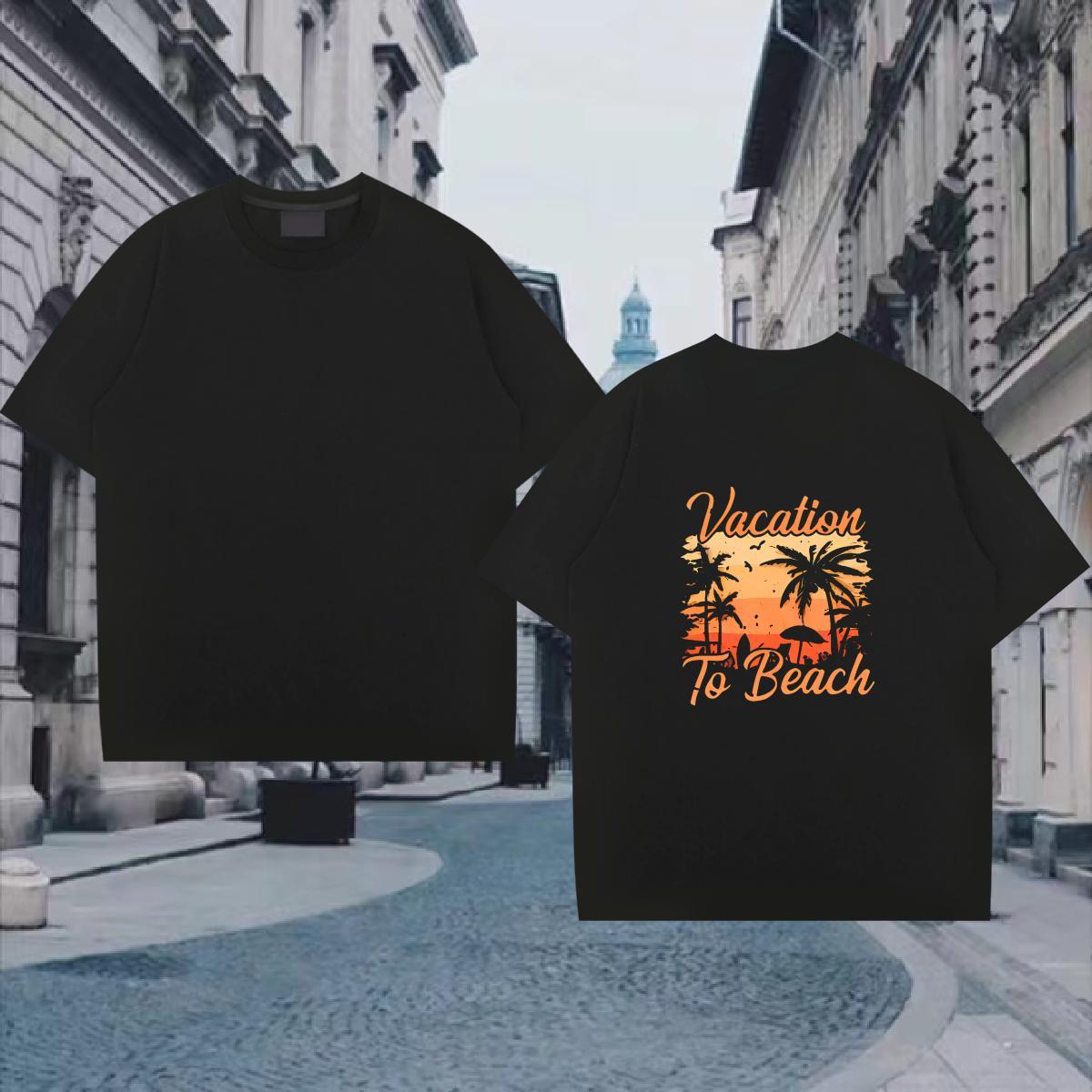 Unisex T Shirts Men 230g Cotton beach Hip Hop Street Custom Print Oversized Round Neck Short Sleeve Men Tshirts DIY Customized Tops Shirt