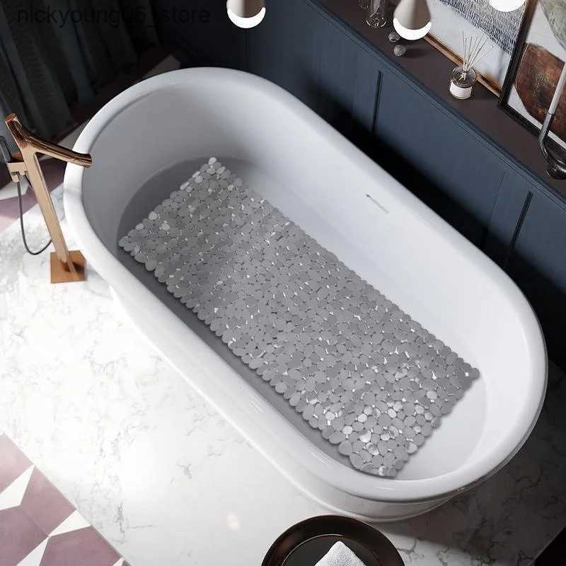 Non-Slip Bath Mats Pebble Stone Bath Mat Silicone Soft Non Slip Bathroom Rug With Suction Cup Mildew Resistant Bathtub Rug Washable Shower Mat L240910