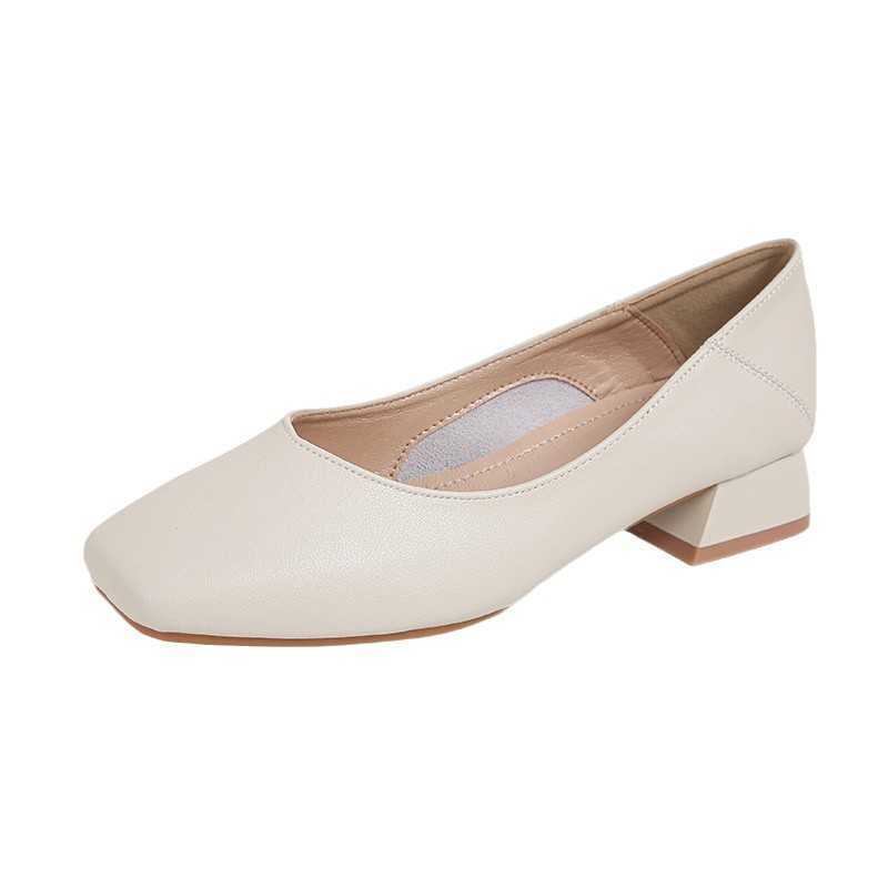 2025 Heels red bottomed shoes loafers kitten heels high heels Evening style ladies single shoes womens shoes new commuting soft leather square toe hig