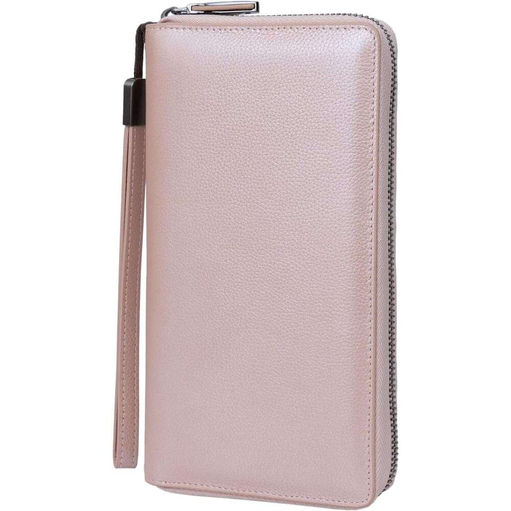 Women RFID Blocking Wallet Leather Zip Around Phone Clutch Large Capacity Ladies Travel Purse Wristlet