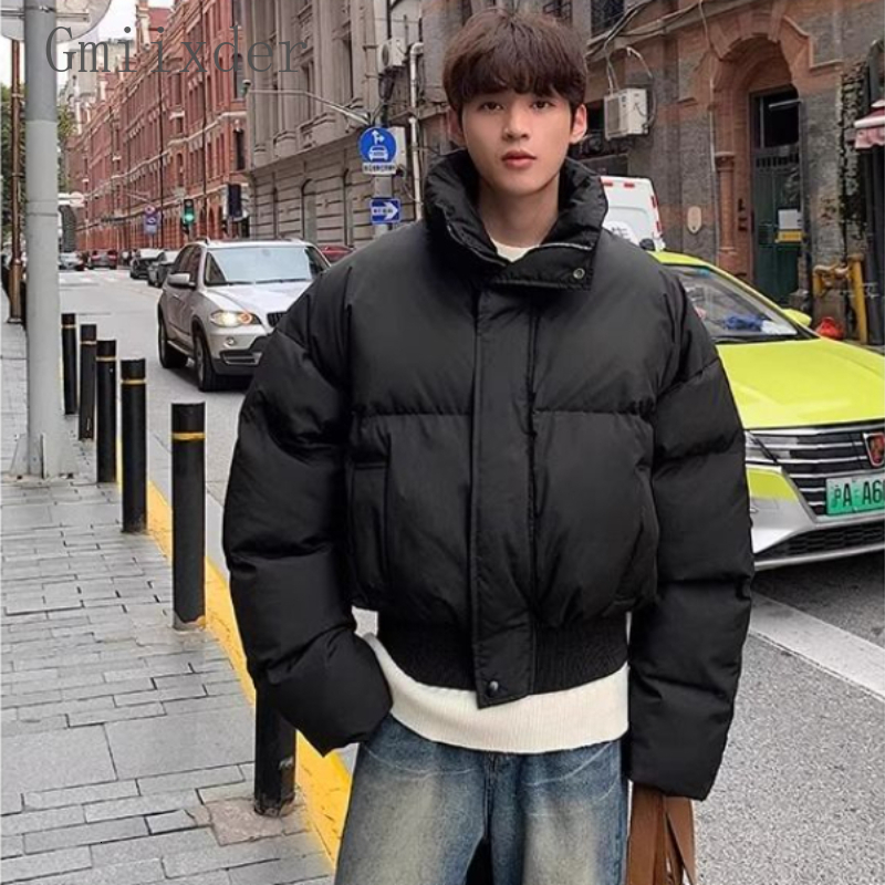 Short Stand-Collar Padded Autumn Winter Loose Versatile Trendy Men's Jacket Korean Style High-End Personalized Parkas