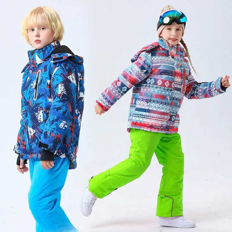 Down Coat Children clothing Set Thermal Ski Suit Waterproof Pants Jacket Boy Girl Winter Sports Windproof clothes snowsuit Skiing 2pcs H241010