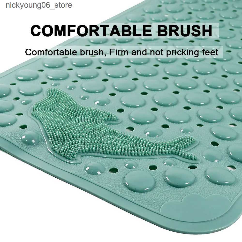Non-Slip Bath Mats Silicone World Bathroom Anti-skid Mats PVC Shower Anti Fall Foot Mat Dolphin Massage Suction Cup With Drain Hole Floor Mat L240910