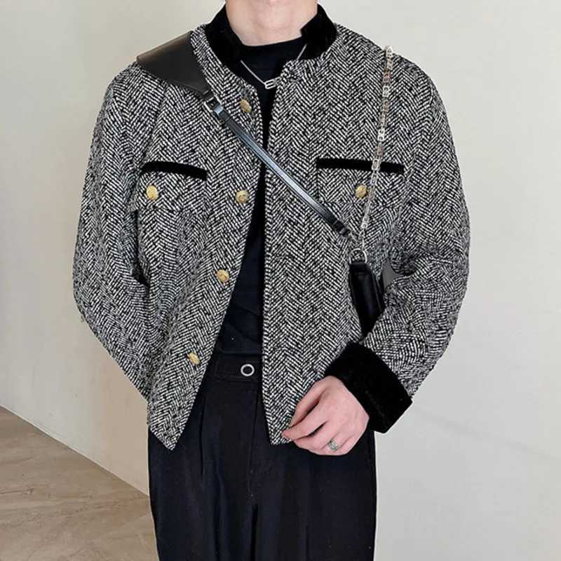 SYUHGFA Korean Stand Collar Woolen Jacket Mens Clothing Loose Short Style Coat 2024 Autumn Tops Fashion Casual Jackets For Male LX241010