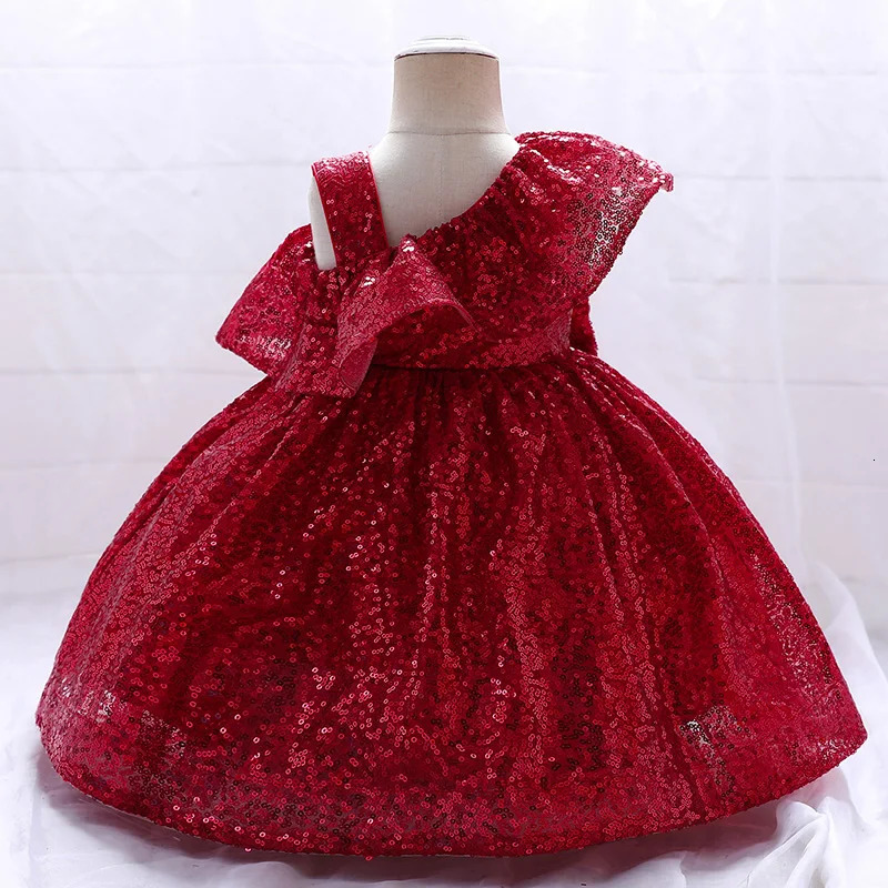 1 year birthday dress Baptist party sequined princess dress red gold party born baby clothing baby girl clothing shoulder length 241008