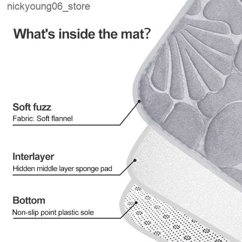 Non-Slip Bath Mats 3pcs set Non-Slip Bathroom Rugs Shell Print Bath Mat Sets Soft Absorbent Machine Washable Area Mats Comfortable Anti-Slip Carpet L2