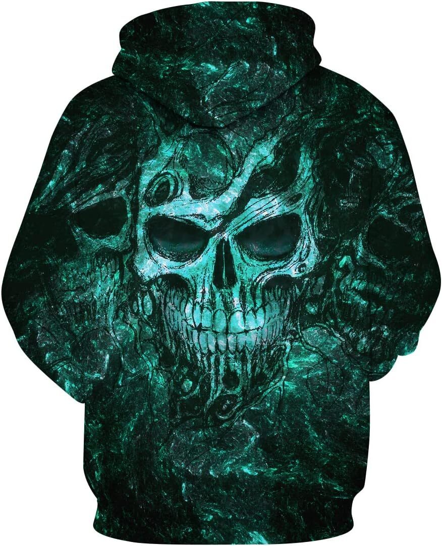 Hoodie for Mens Womens Mens Skull 3D Graphic Print Hoodie Sweatshirts Pullover Tops with Pocket Graphic Hoodies sweatshirt Pullover Long Sleeve