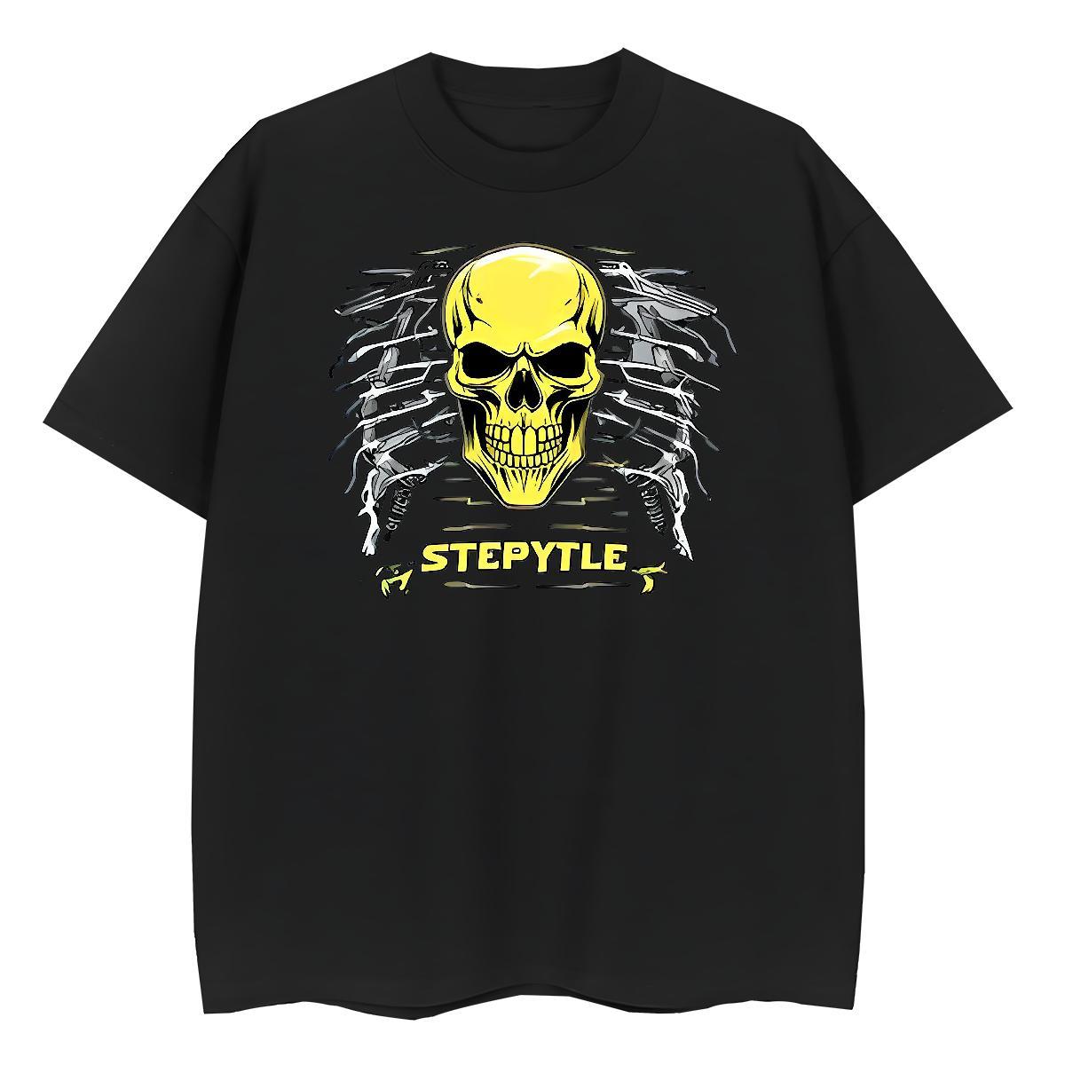Fashion T-Shirts 230g 100% Cotton Breathable Soft Hip Hop skull Woman Tshirt Female DIY Anime Clothes