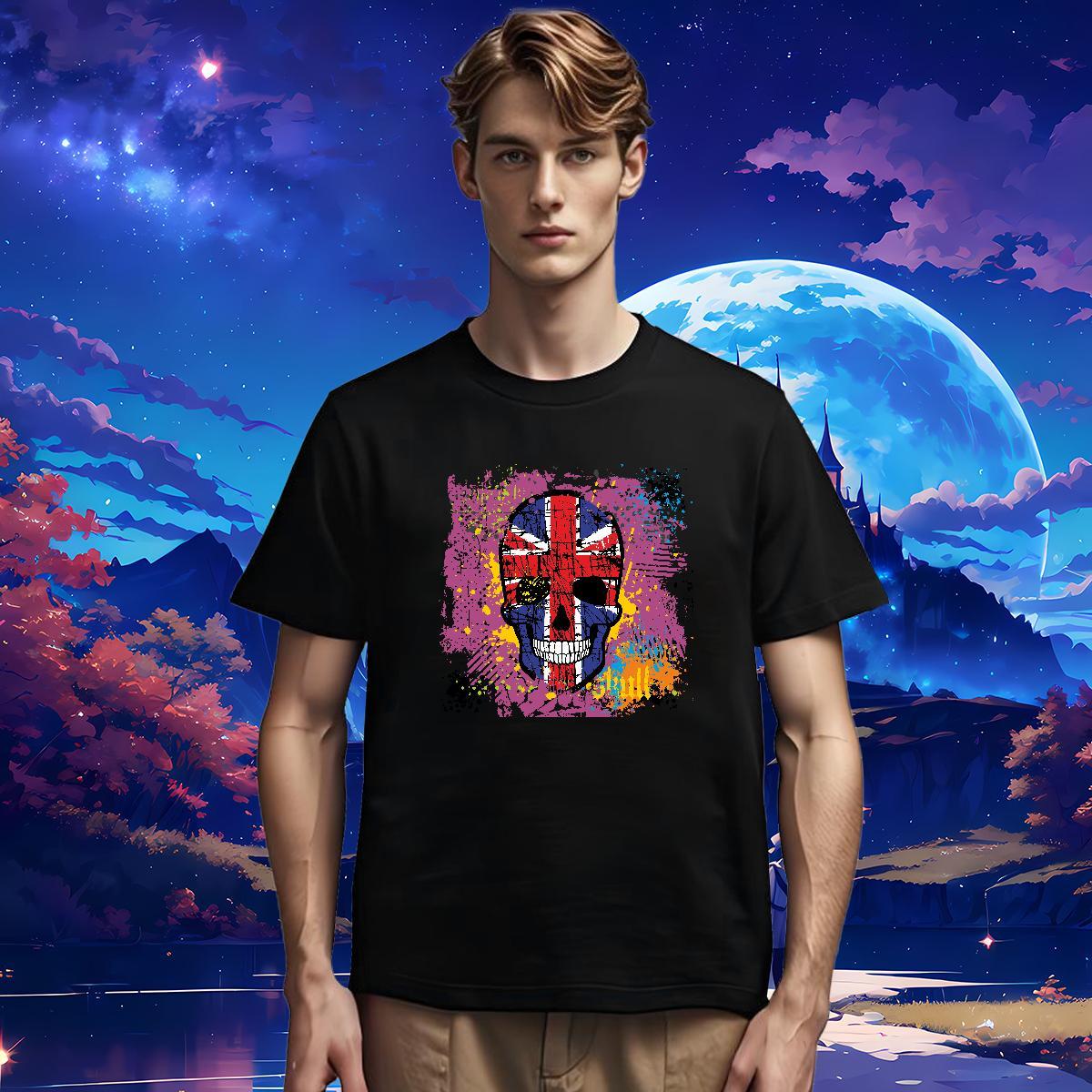 Cool T-Shirts 230g Pure Cotton skull Street Wear Custom Print Plus Size Breathable Soft Tshirts Fashion Top Tees