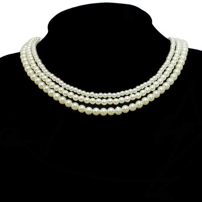 42+5cm Beige Imitation Pearl Pendant Necklace for Women Elegant Invisible Fish Wire Clavicle Bead Collares Wedding JewelryX241009